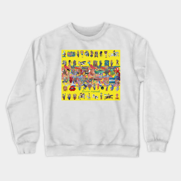 Many Things Graffiti Yellow Crewneck Sweatshirt by diegomanuel